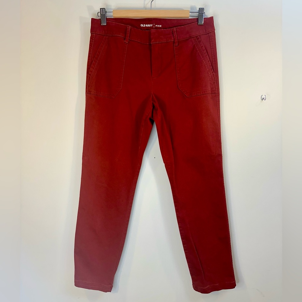 Old Navy Sz 8 Pixie Reg Straight Leg Skinny Mid Rise Ankle Terra Soldier Stretch
